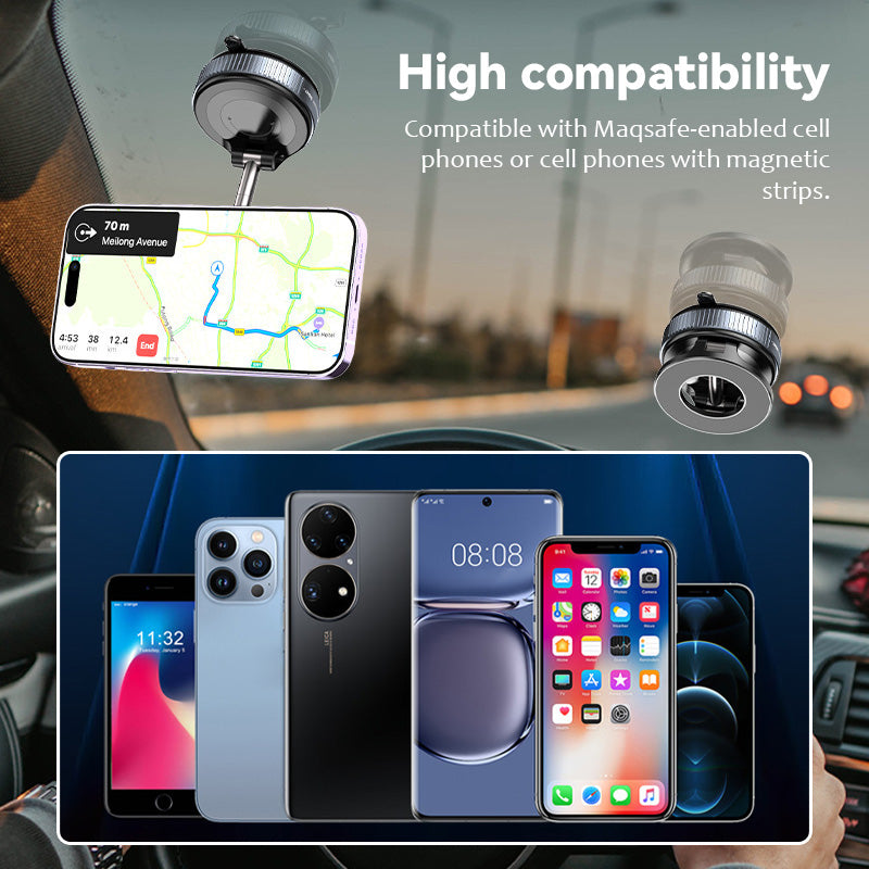 2025 Nyeste 360° justerbar, magnetisk sugekopp-telefonholder med vakuu