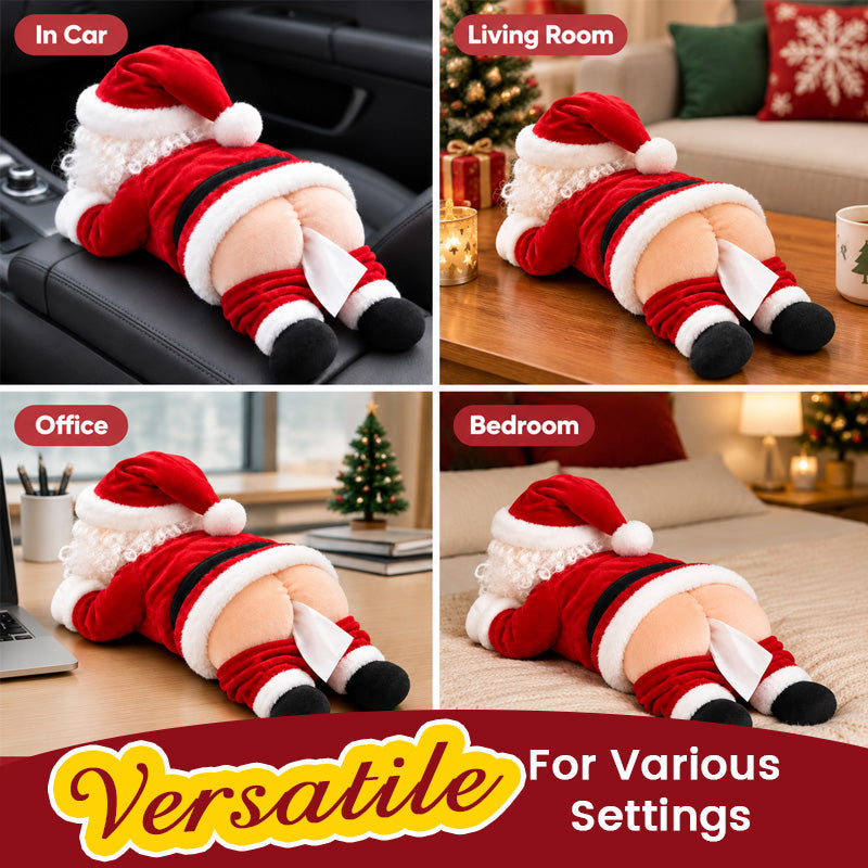 🎅 Funda para caja de pañuelos con el trasero del divertido Papá Noel 🍑