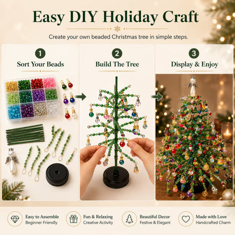 🎄✨ Kit de Árbol de Navidad de Cuentas DIY – 🎅 Crea tu Propia Decoración Navideña Brillante