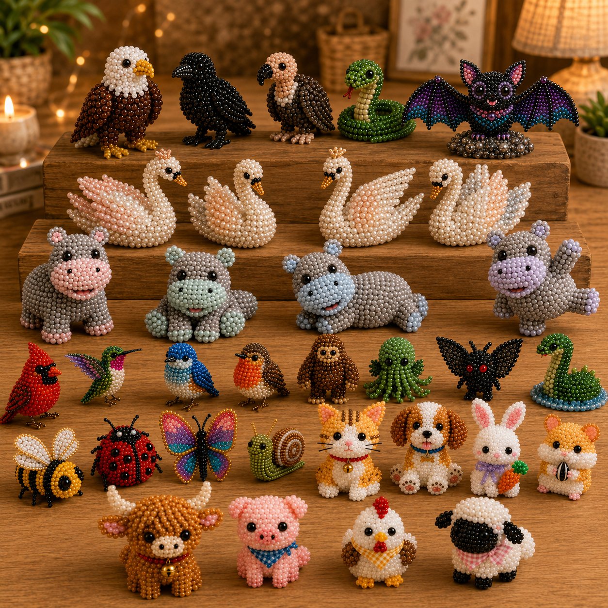 🧵✨ Kit de bricolaje de pequeños animales con cuentas 3D