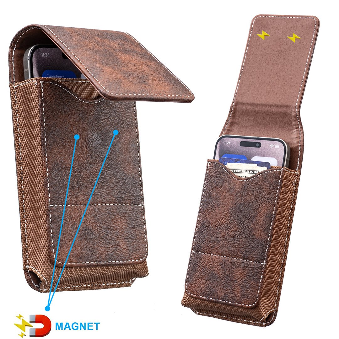 ⚡Gran Descuento | Funda Móvil para Cinturón 📱 Funda de Piel con Múltiples Bolsillos y Portatarjetas