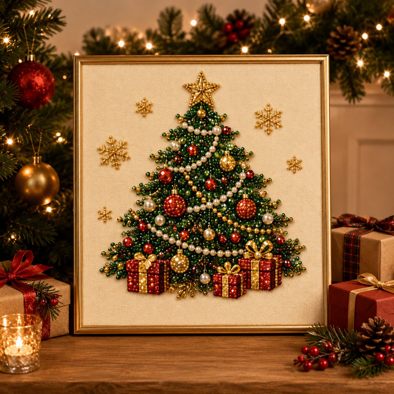 🧘Relajante y apto para principiantes - 🎨💎Kit de arte de pintura de diamantes con perlas navideña DIY