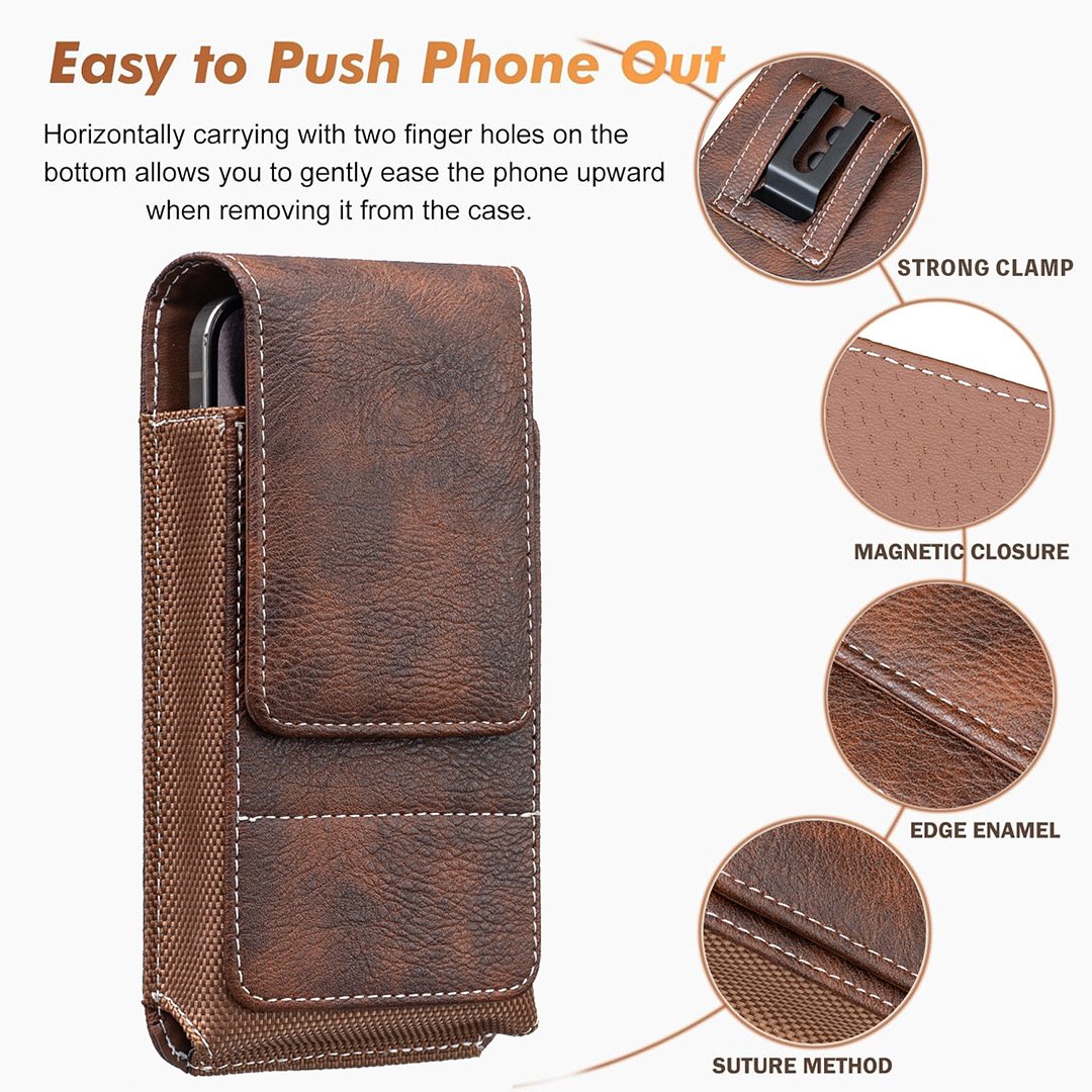 ⚡Gran Descuento | Funda Móvil para Cinturón 📱 Funda de Piel con Múltiples Bolsillos y Portatarjetas