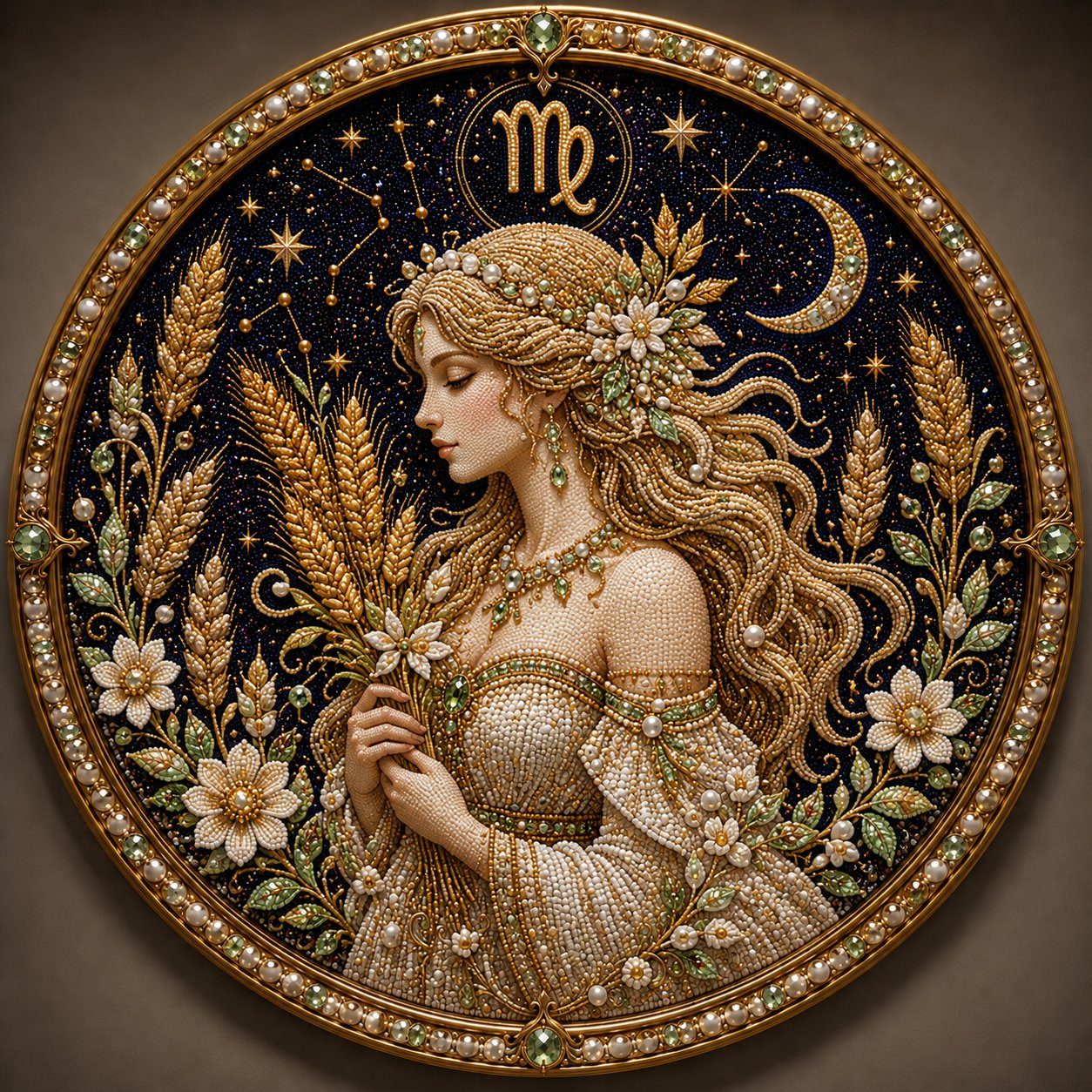 🌙 ¡Magia en tu pared! Arte de perlas zodiacal 3D de lujo para un hogar acogedor 🔮