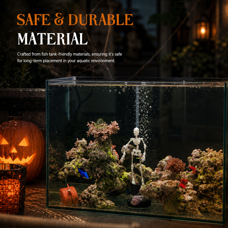 💀 Esqueleto Dinámico Halloween para Pecera, Decoración Accionada por Aire 🐠