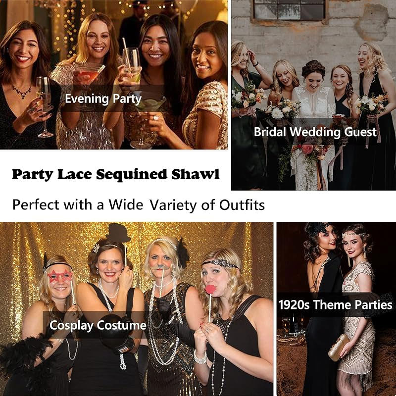 💖Du er den mest perfekte av mengden✨Festskjerf med blonder og paljette