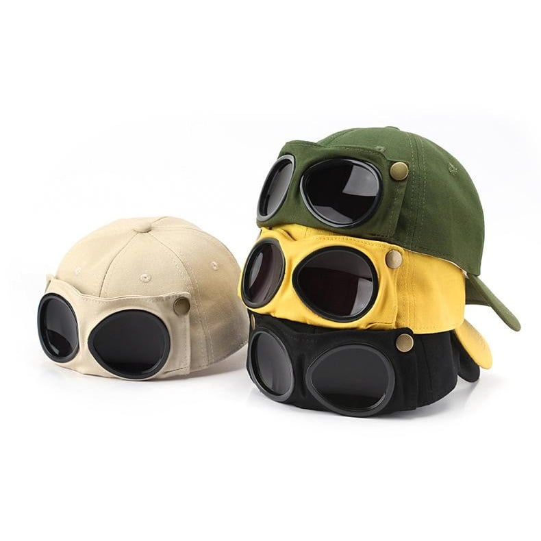 🤣 Gorra de béisbol estilo aviador — ¡Ranuras únicas para gafas de sol y detalles metálicos vintage! 🧢✨