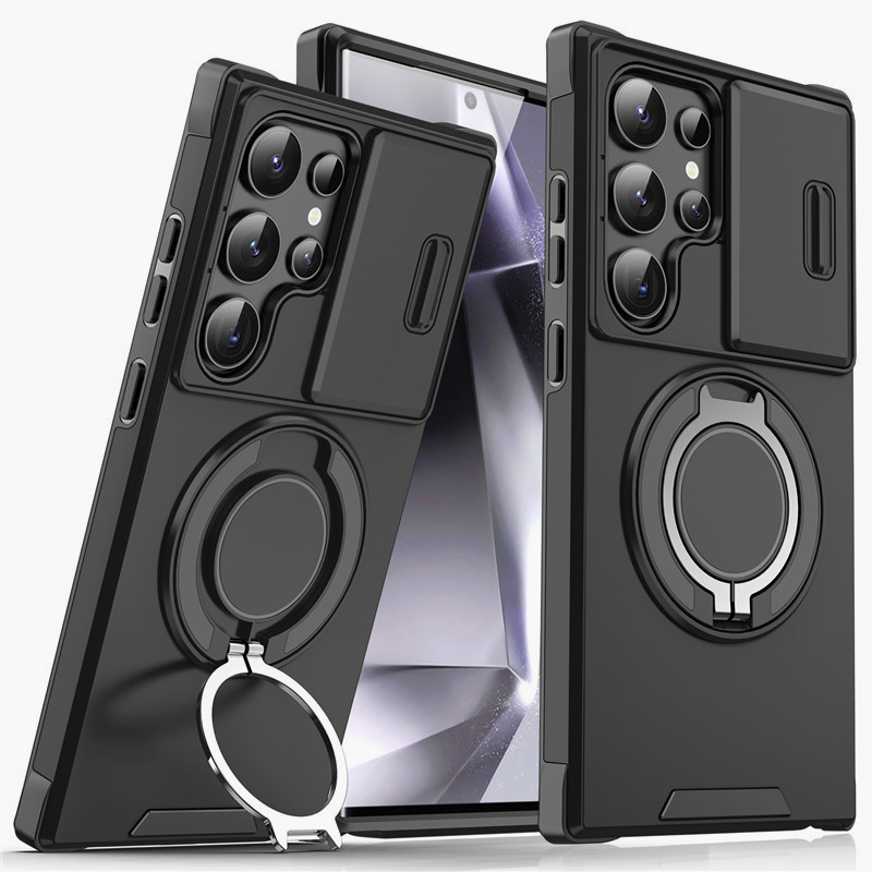 Caso blindado para Galaxy S Serie 🛡️ Protector deslizante de cámara y anillo 360° 🧲 Función magnética