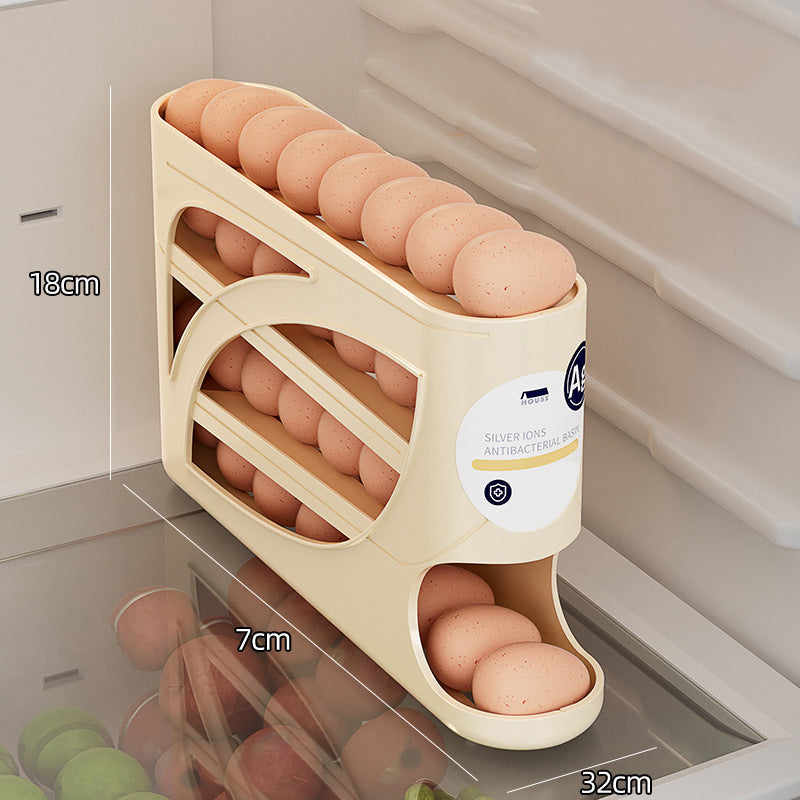 Almacenamiento de huevos rodante y práctico | Maximiza el espacio en la nevera✨
