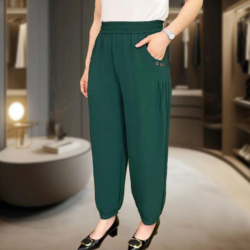 Pantalón harén de talle alto con cintura descendente de piel de hiel