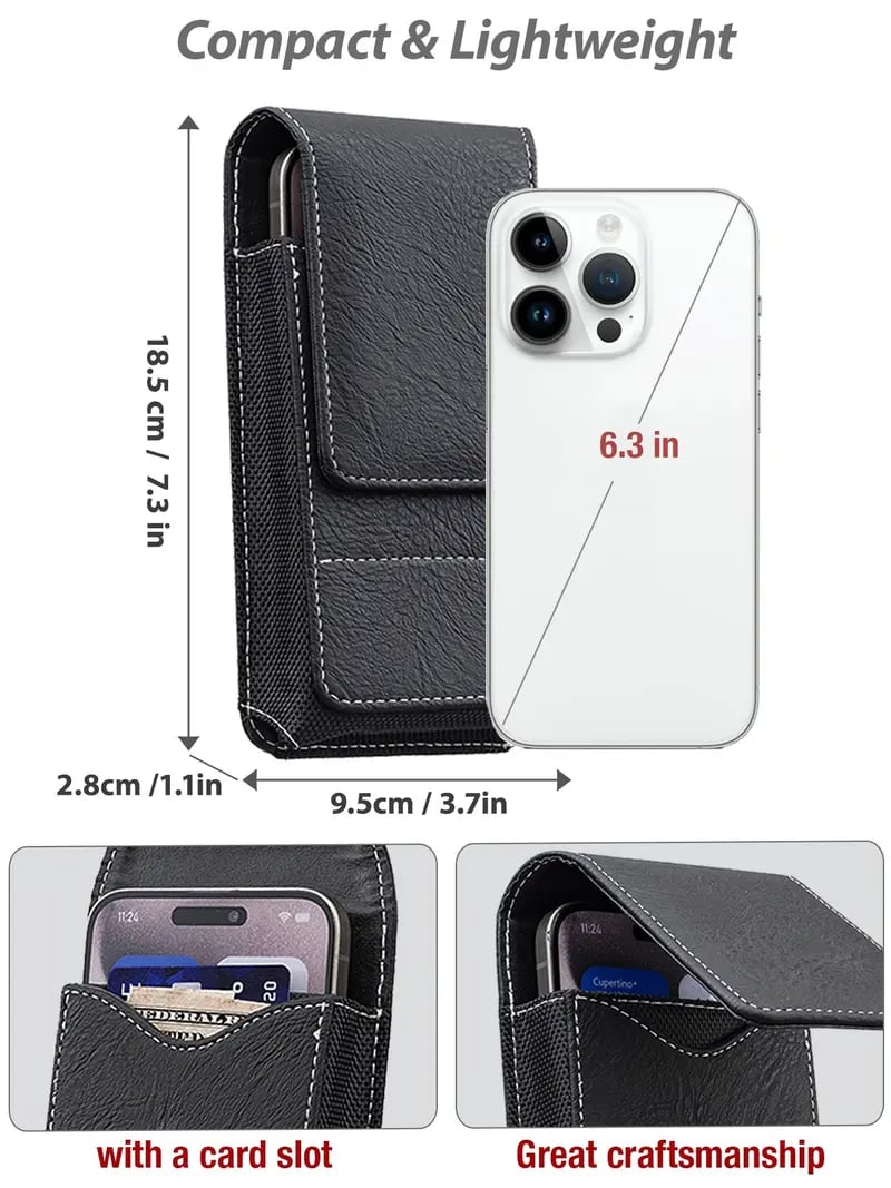 ⚡Gran Descuento | Funda Móvil para Cinturón 📱 Funda de Piel con Múltiples Bolsillos y Portatarjetas