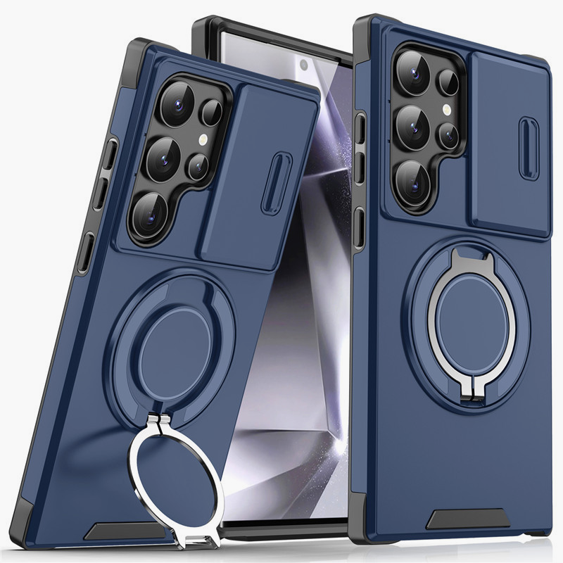 Caso blindado para Galaxy S Serie 🛡️ Protector deslizante de cámara y anillo 360° 🧲 Función magnética