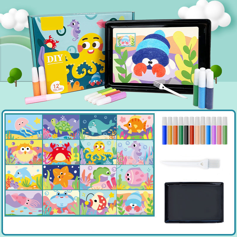 ⏳Denne ukens spesialtilbud✨Barnas sandmaling håndlaget DIY fargelegging pedagogisk lekeset