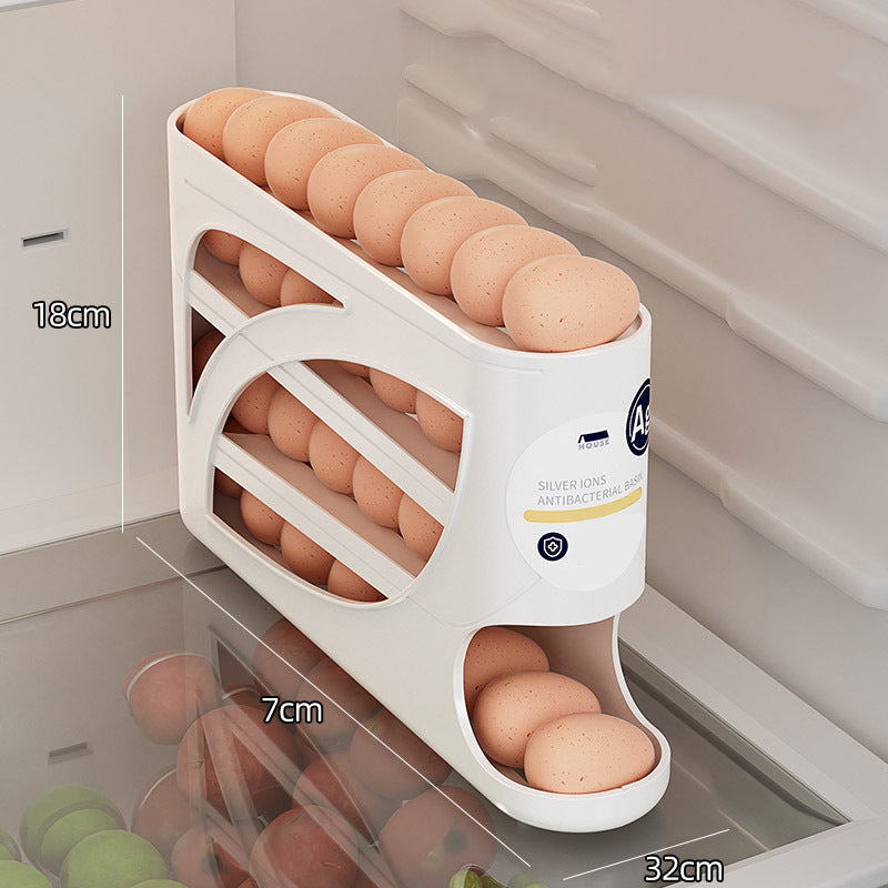 Almacenamiento de huevos rodante y práctico | Maximiza el espacio en la nevera✨