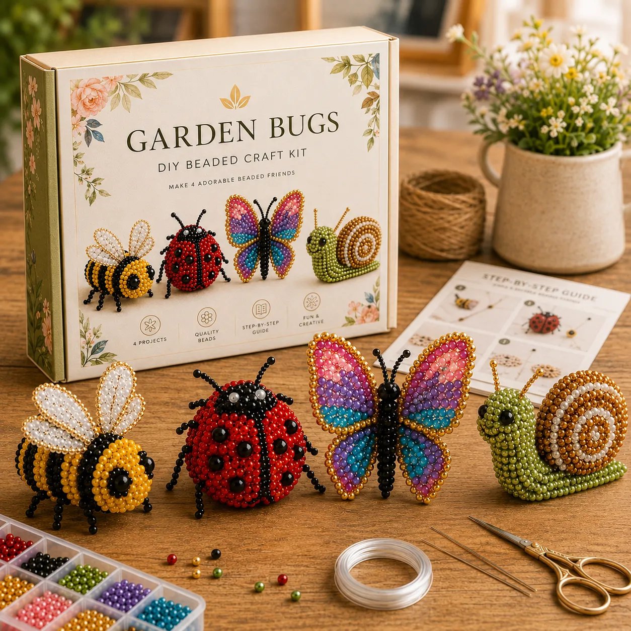 🧵✨ Kit de bricolaje de pequeños animales con cuentas 3D