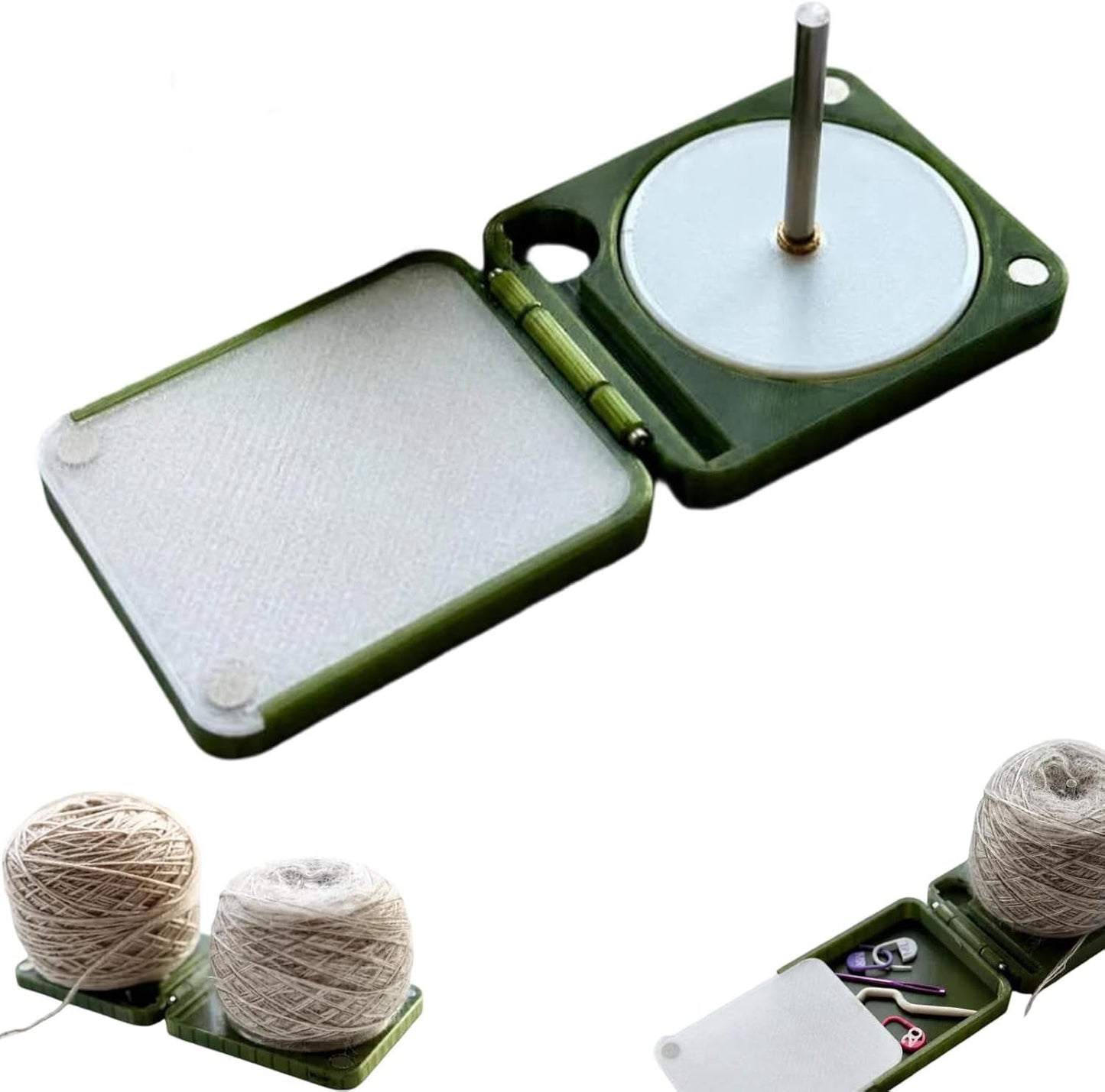 🧶 Porta hilo portátil para ganchillo y tejido