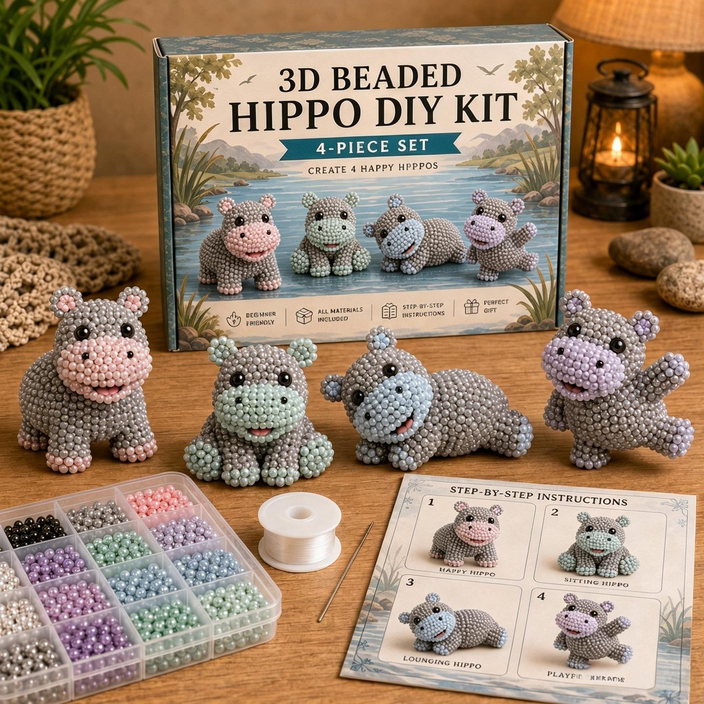 🧵✨ Kit de bricolaje de pequeños animales con cuentas 3D