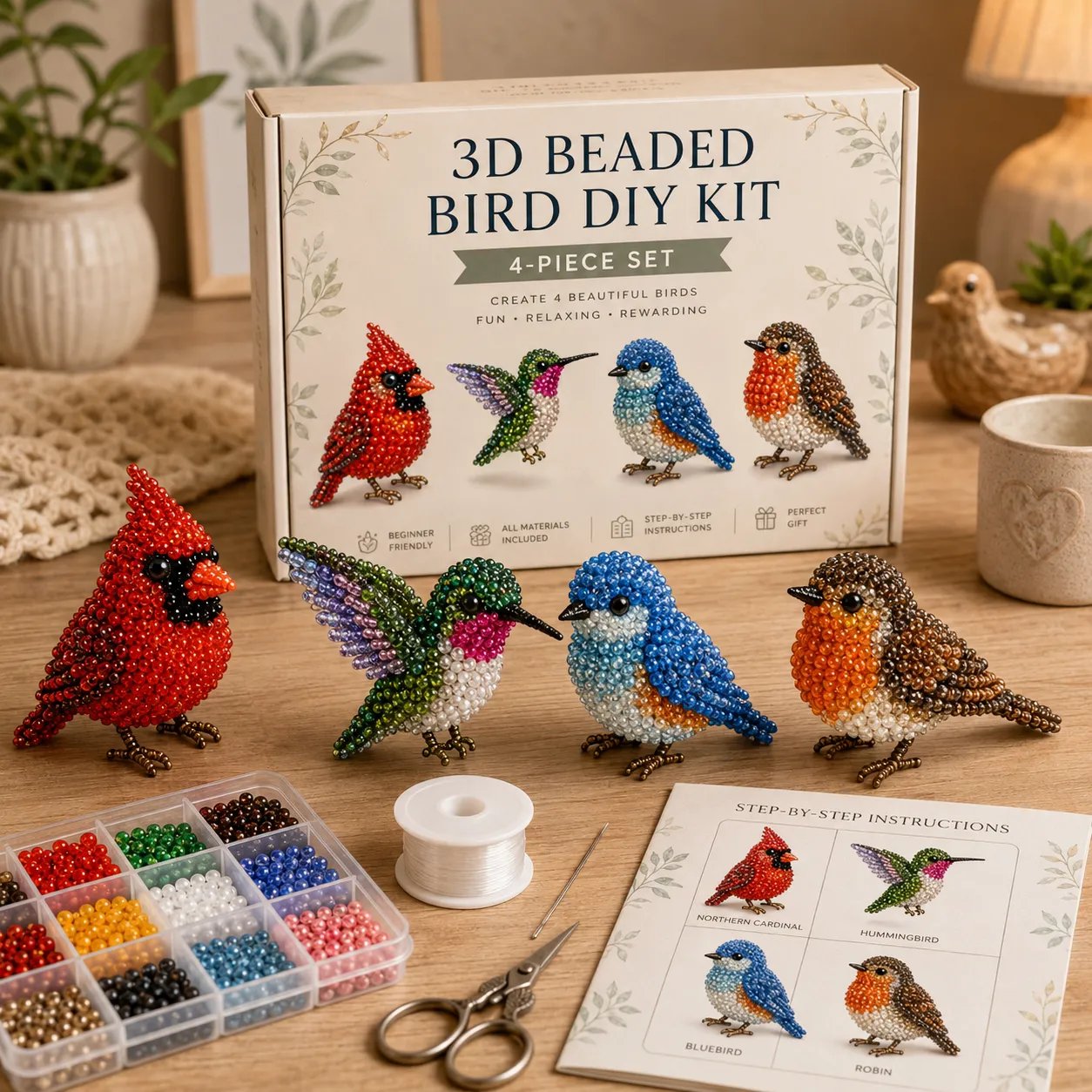 🧵✨ Kit de bricolaje de pequeños animales con cuentas 3D