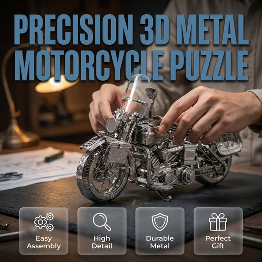 🔥SPECIALE AANBIEDING🔥Zilveren 3D-metalen motorfiets-bouwpuzzel