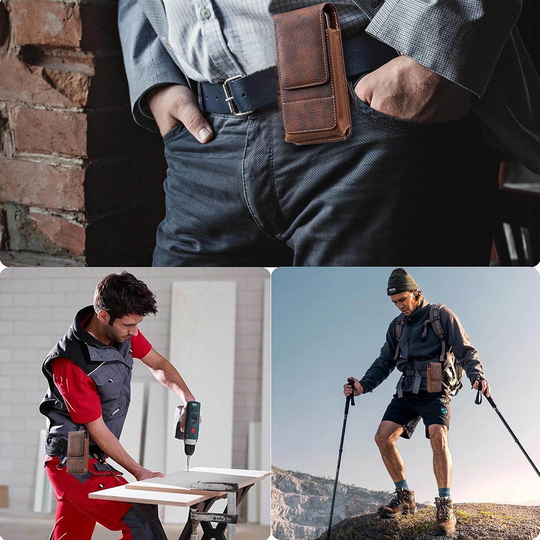 ⚡Gran Descuento | Funda Móvil para Cinturón 📱 Funda de Piel con Múltiples Bolsillos y Portatarjetas