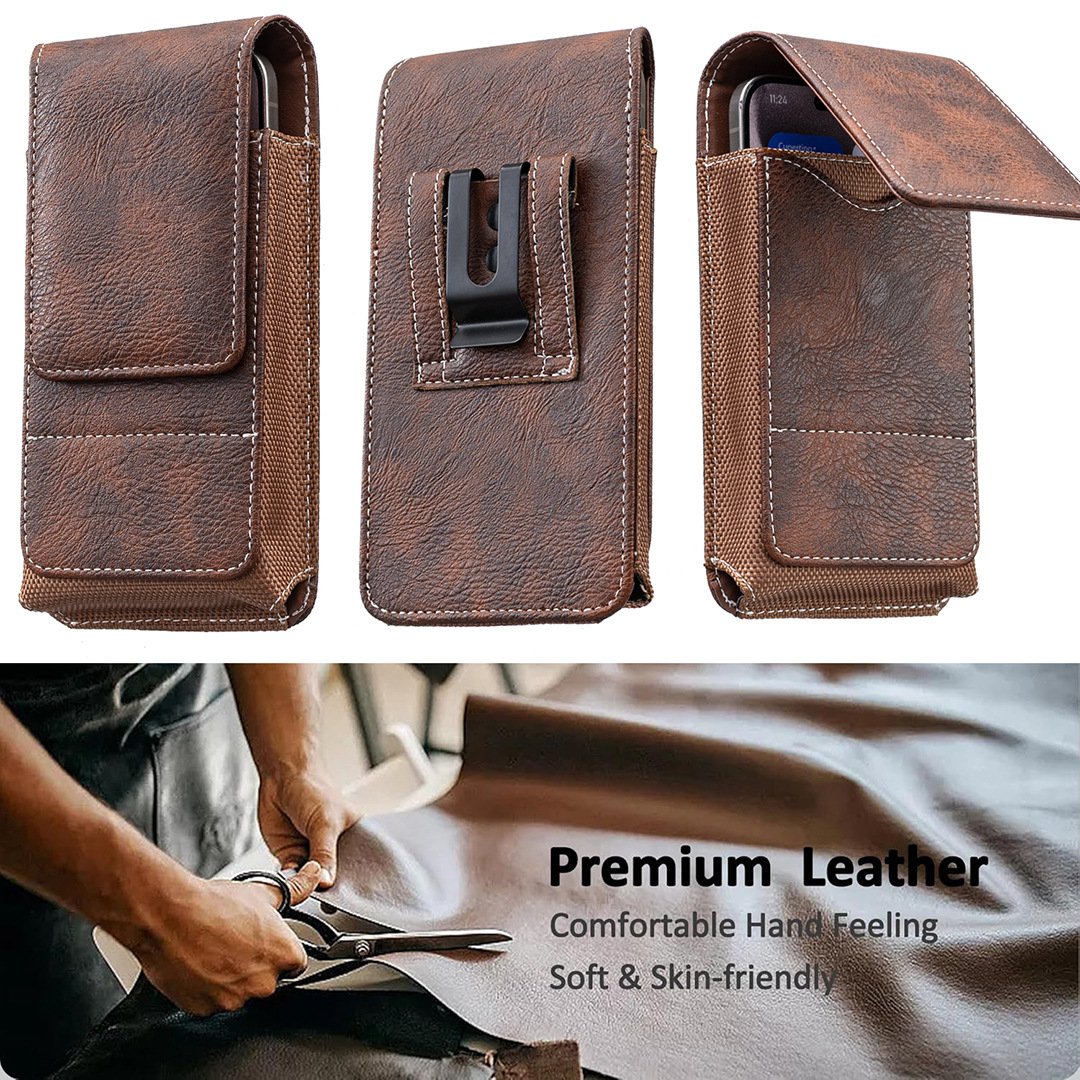 ⚡Gran Descuento | Funda Móvil para Cinturón 📱 Funda de Piel con Múltiples Bolsillos y Portatarjetas
