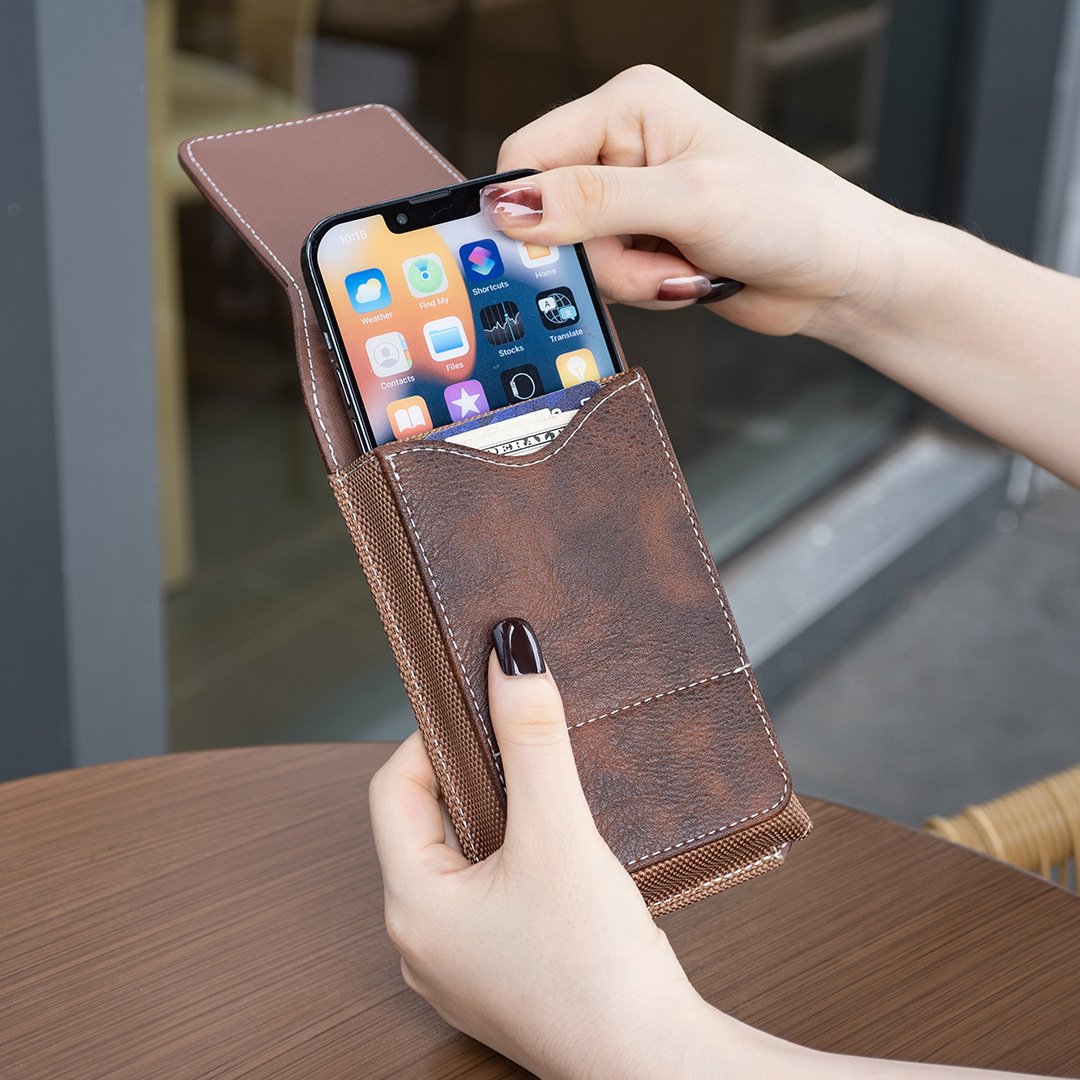 ⚡Gran Descuento | Funda Móvil para Cinturón 📱 Funda de Piel con Múltiples Bolsillos y Portatarjetas