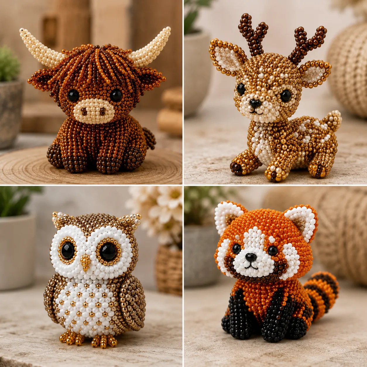 🧵✨ Kit de bricolaje de pequeños animales con cuentas 3D