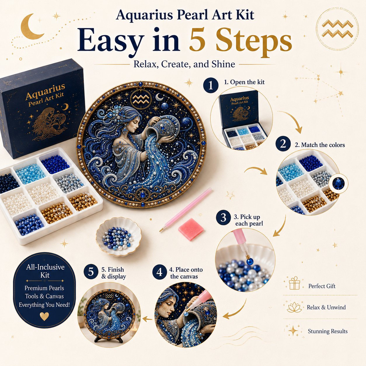 🌙 ¡Magia en tu pared! Arte de perlas zodiacal 3D de lujo para un hogar acogedor 🔮