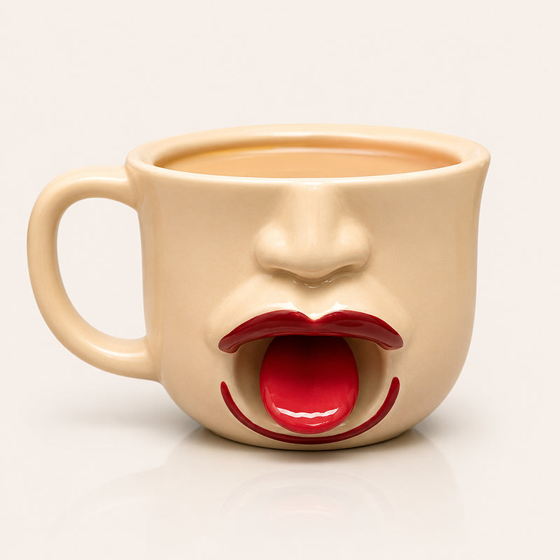 ☕ Taza de cerámica con diseño abstracto original de lengua