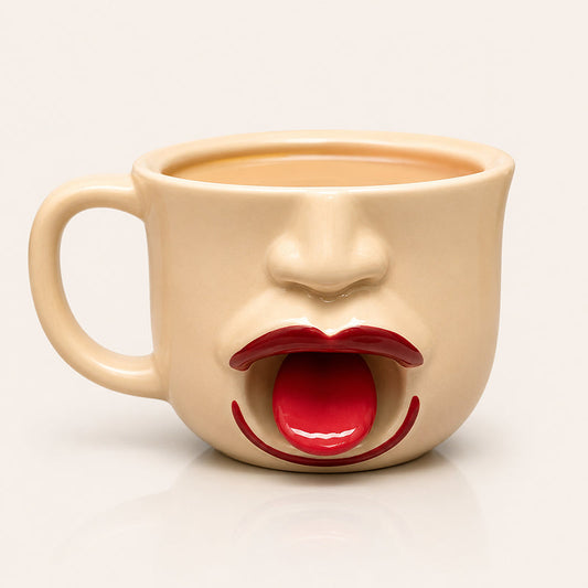 ☕ Taza de cerámica con diseño abstracto original de lengua