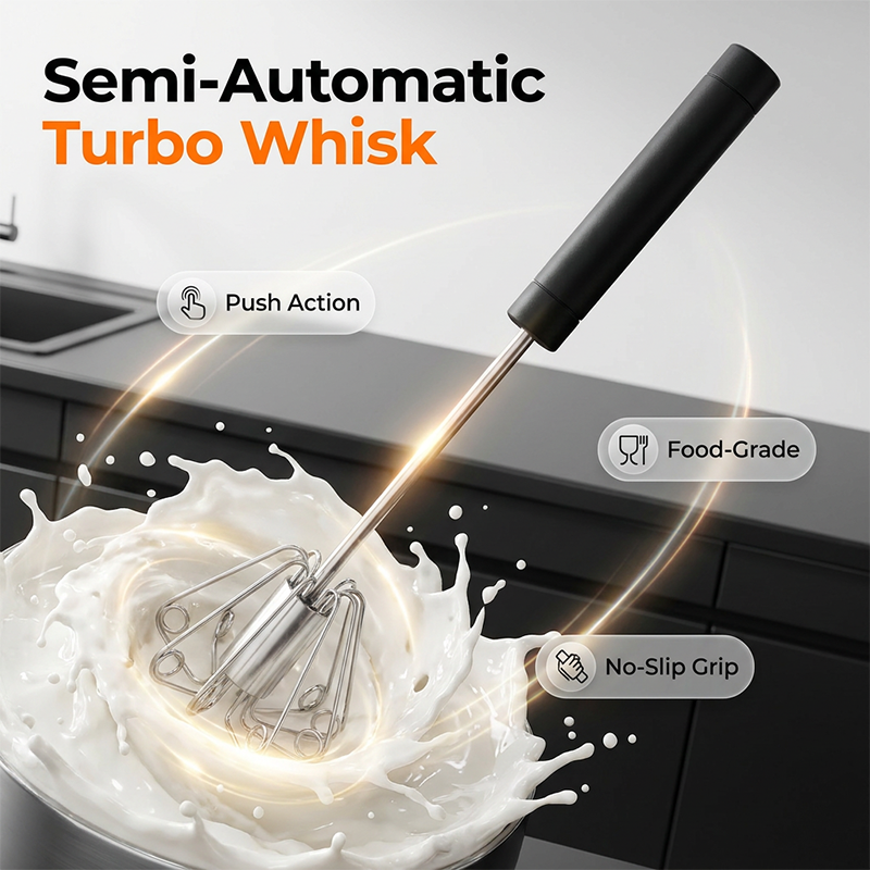 ⚡ Batidor semiautomático a presión — Batidor de huevos manual fácil de usar 🧁
