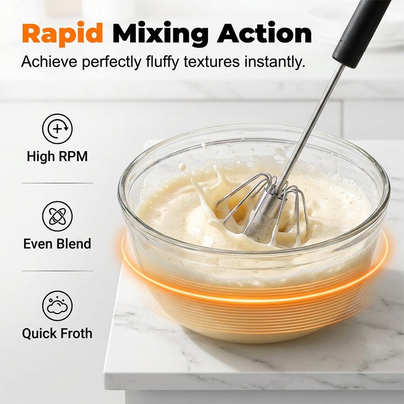 ⚡ Batidor semiautomático a presión — Batidor de huevos manual fácil de usar 🧁