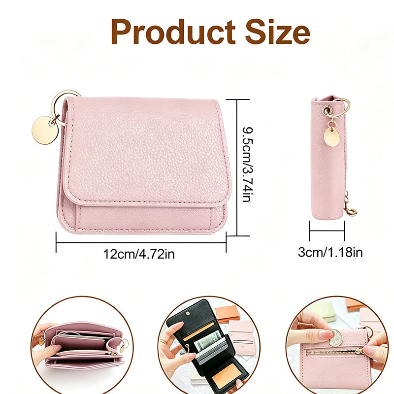 💖¡COMPRA 1 Y LLEVA 1 GRATIS!!💕Cartera corta RFID para mujer – Elegante tarjetero con llavero y monedero