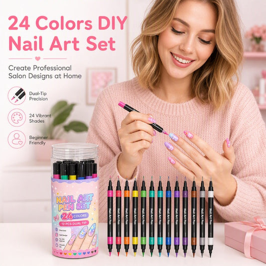 💅 Double-sided nail art pens 24 colors for DIY manicure