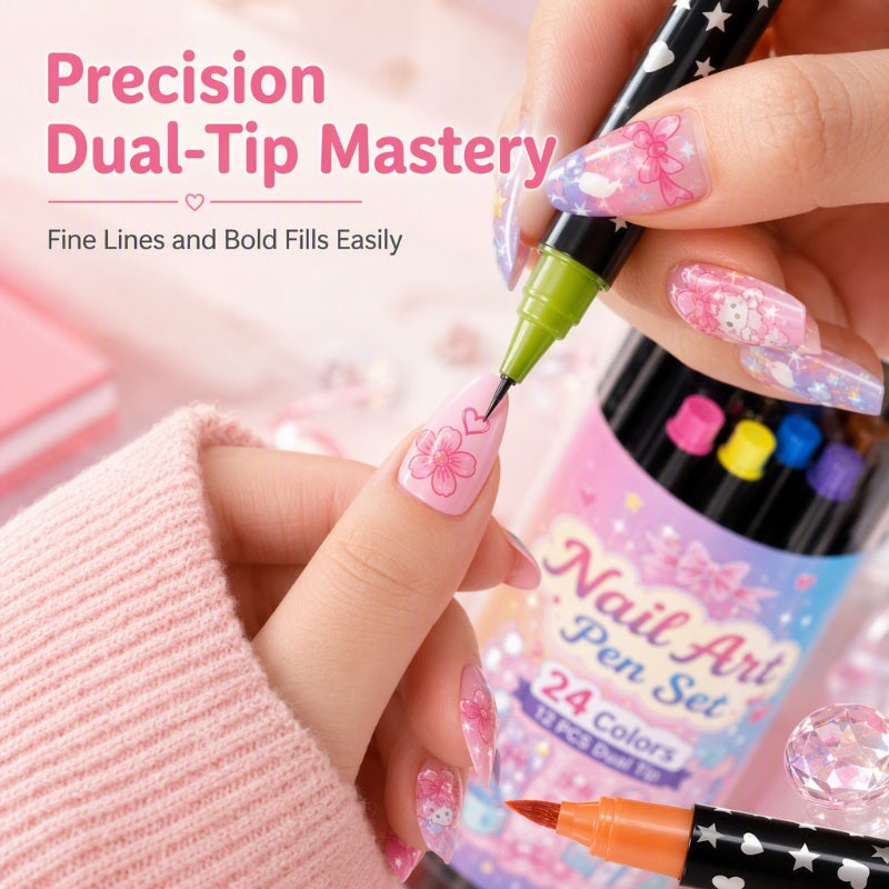 💅 Double-sided nail art pens 24 colors for DIY manicure