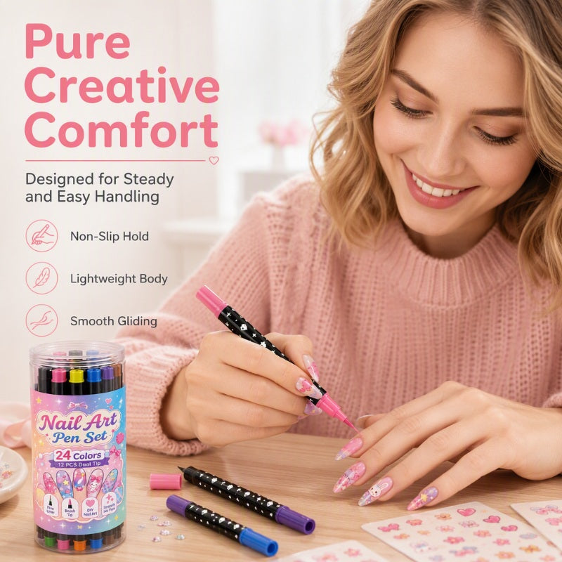 💅 Double-sided nail art pens 24 colors for DIY manicure