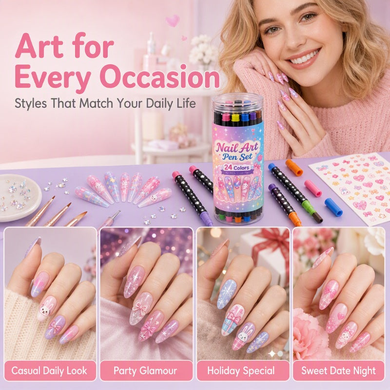 💅 Double-sided nail art pens 24 colors for DIY manicure