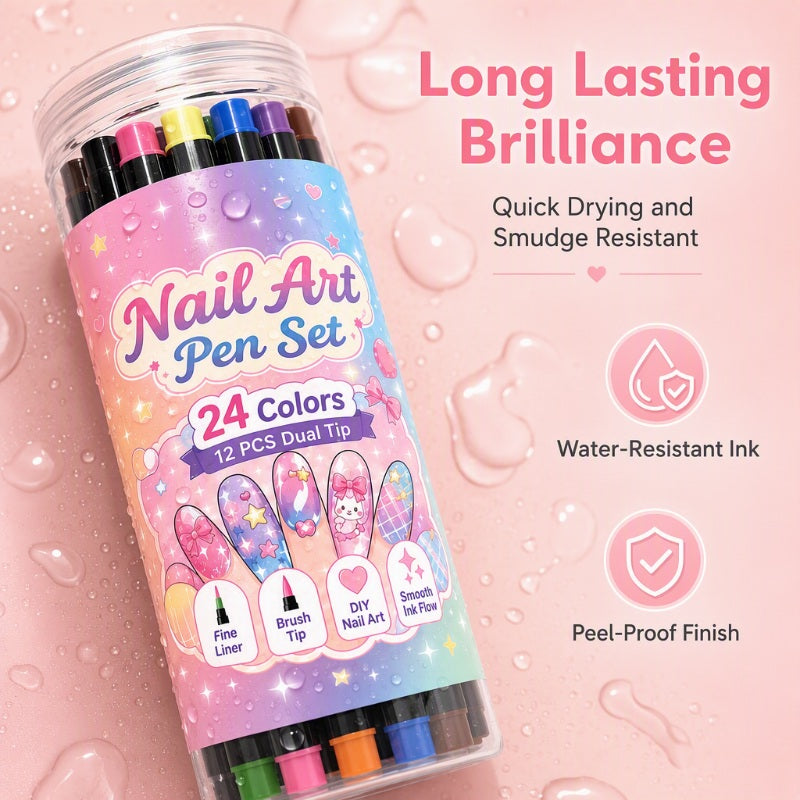 💅 Double-sided nail art pens 24 colors for DIY manicure
