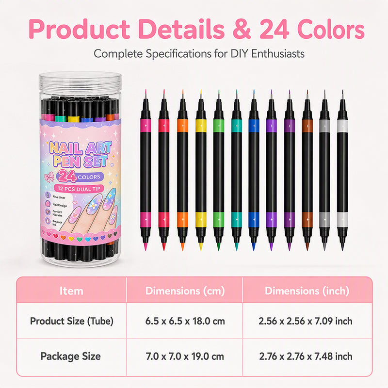 💅 Double-sided nail art pens 24 colors for DIY manicure