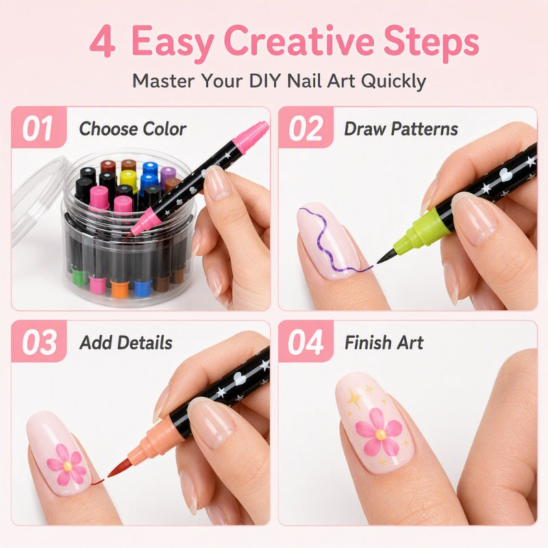💅 Double-sided nail art pens 24 colors for DIY manicure